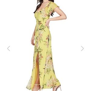 Guess Loyola yellow floral maxi dress